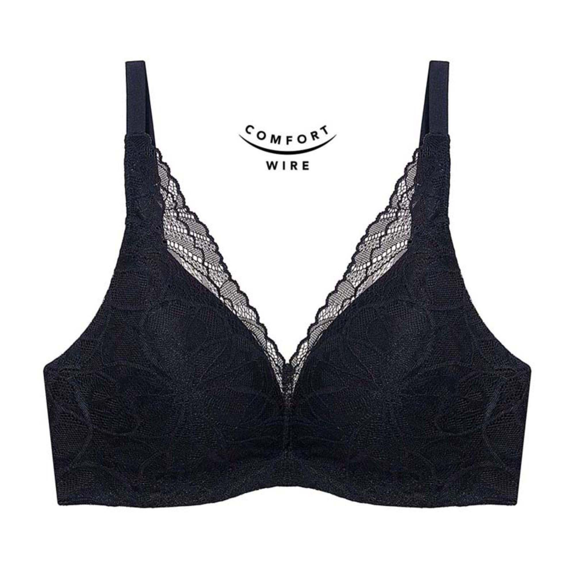 Triumph Body Make Up Illusion Lace Wired Push Up Deep V Bra Black