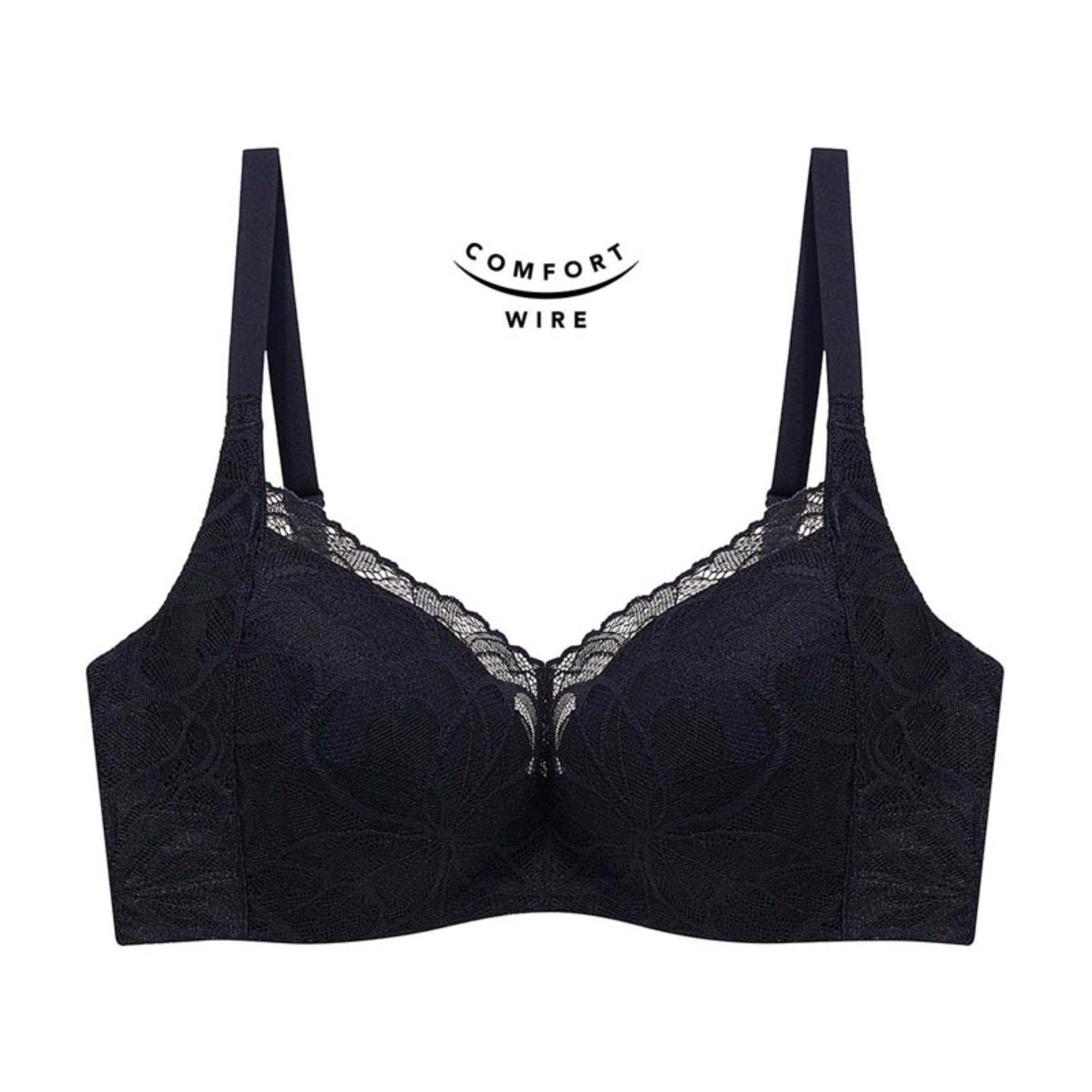 Triumph Body Make Up Illusion Lace Wired Half Cup Padded Bra Black