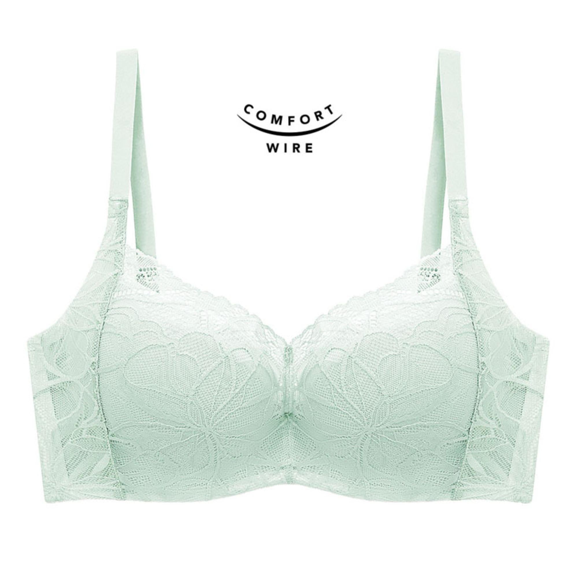 Triumph Body Make Up Illusion Lace Wired Half Cup Padded Bra Forest Frost