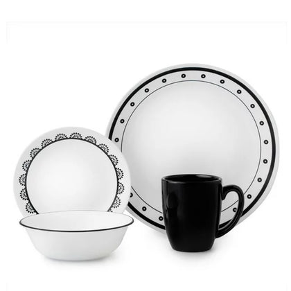 Corelle 16pc Dinner Set - Black & White PSM (1131599-PSM)