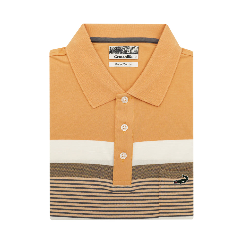 Crocodile Short-Sleeved Polo - Yellow Grey