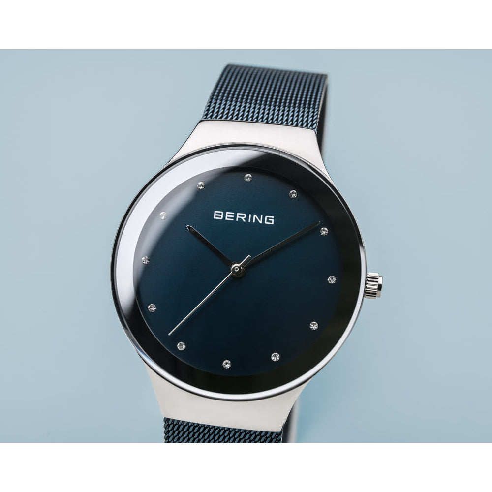 Bering Classic 34mm Ladies Blue Mesh Analog