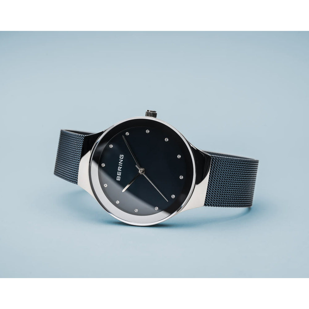 Bering Classic 34mm Ladies Blue Mesh Analog