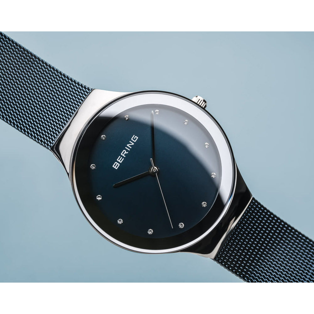 Bering Classic 34mm Ladies Blue Mesh Analog