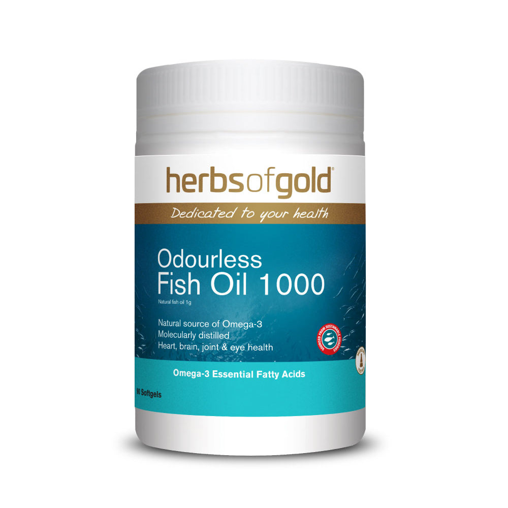 Herbs of Gold Odourless Fish Oil 1000 90 Softgels