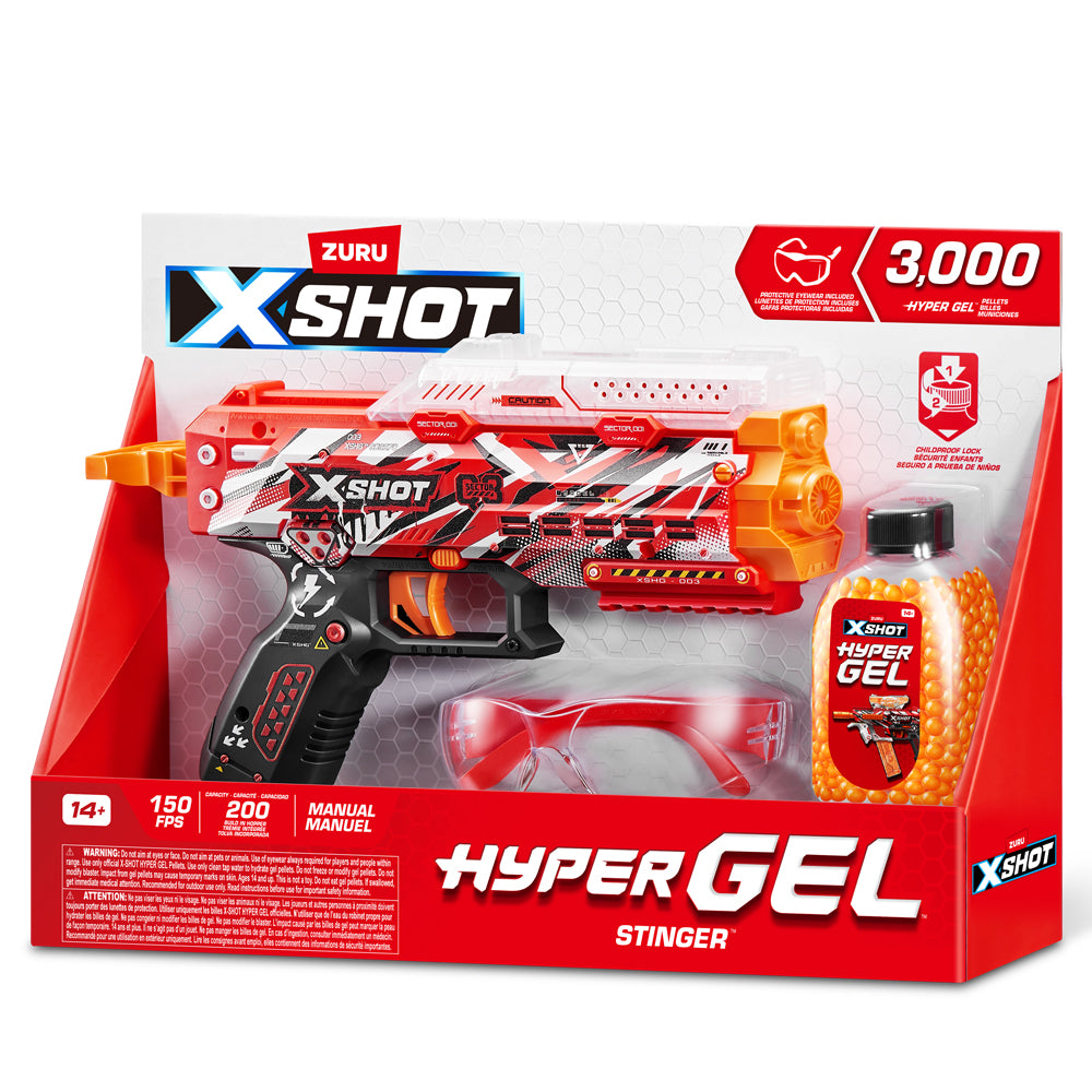 Zuru XSHOT Hyper Gel Stinger Blaster (3,000 Hyper Gel Pellets) by