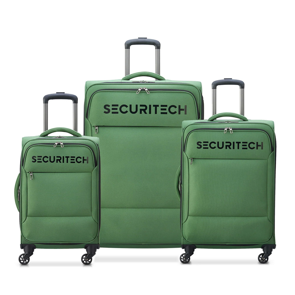 Delsey Paris Securitech Vanguard DY40038 66cm 4 Double Wheels Expandable Cabin Soft Trolley Case Luggage - Green