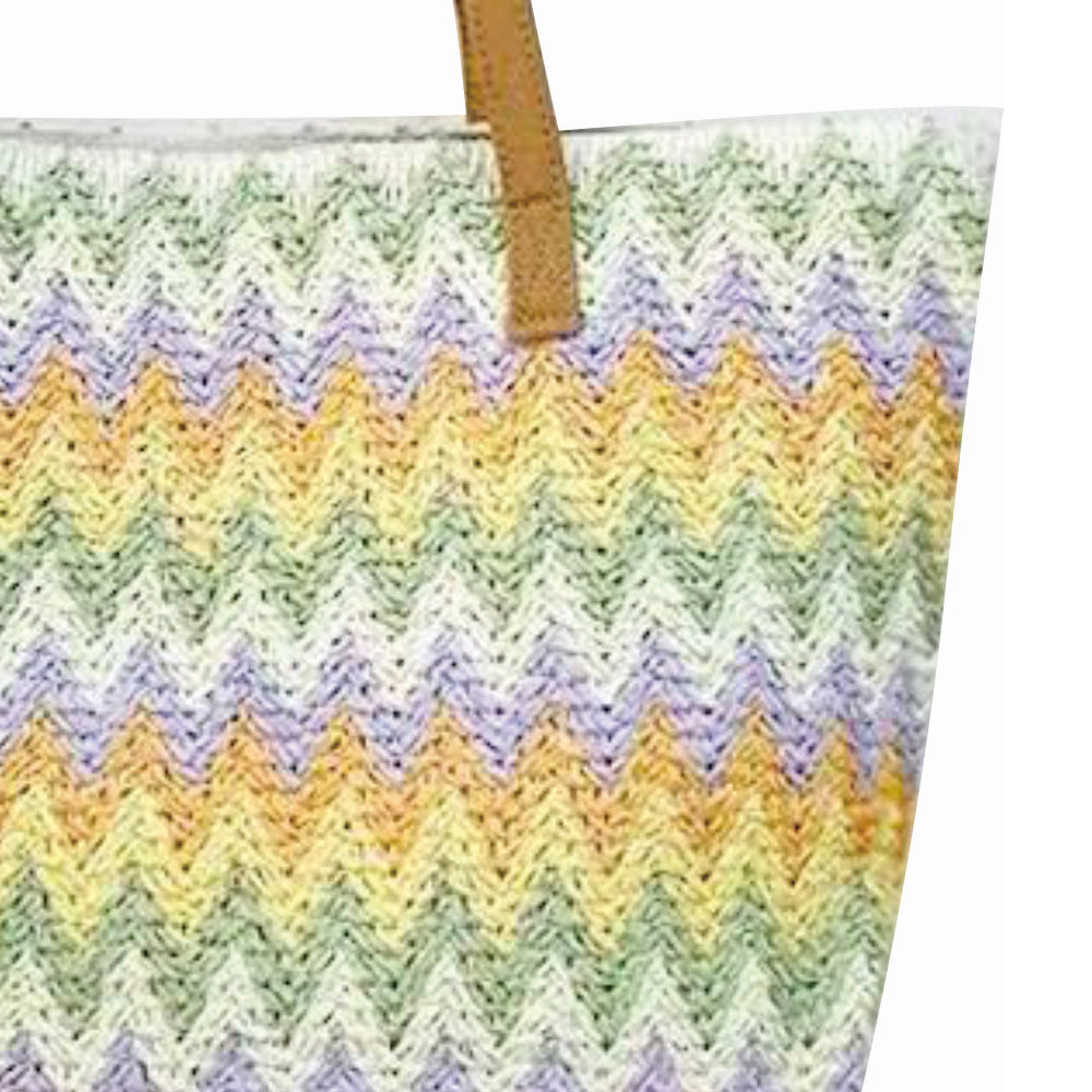 Stone Lodge Woven Straw Shoulder Bag - Yellow/Purple