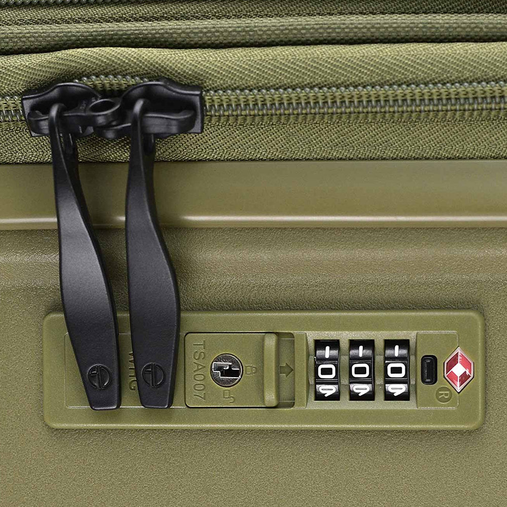 ALAIN DELON AD-1016 20" Hard Case Spinner Luggage - Expandable, Anti-Theft Zipper, TSA Lock - Green