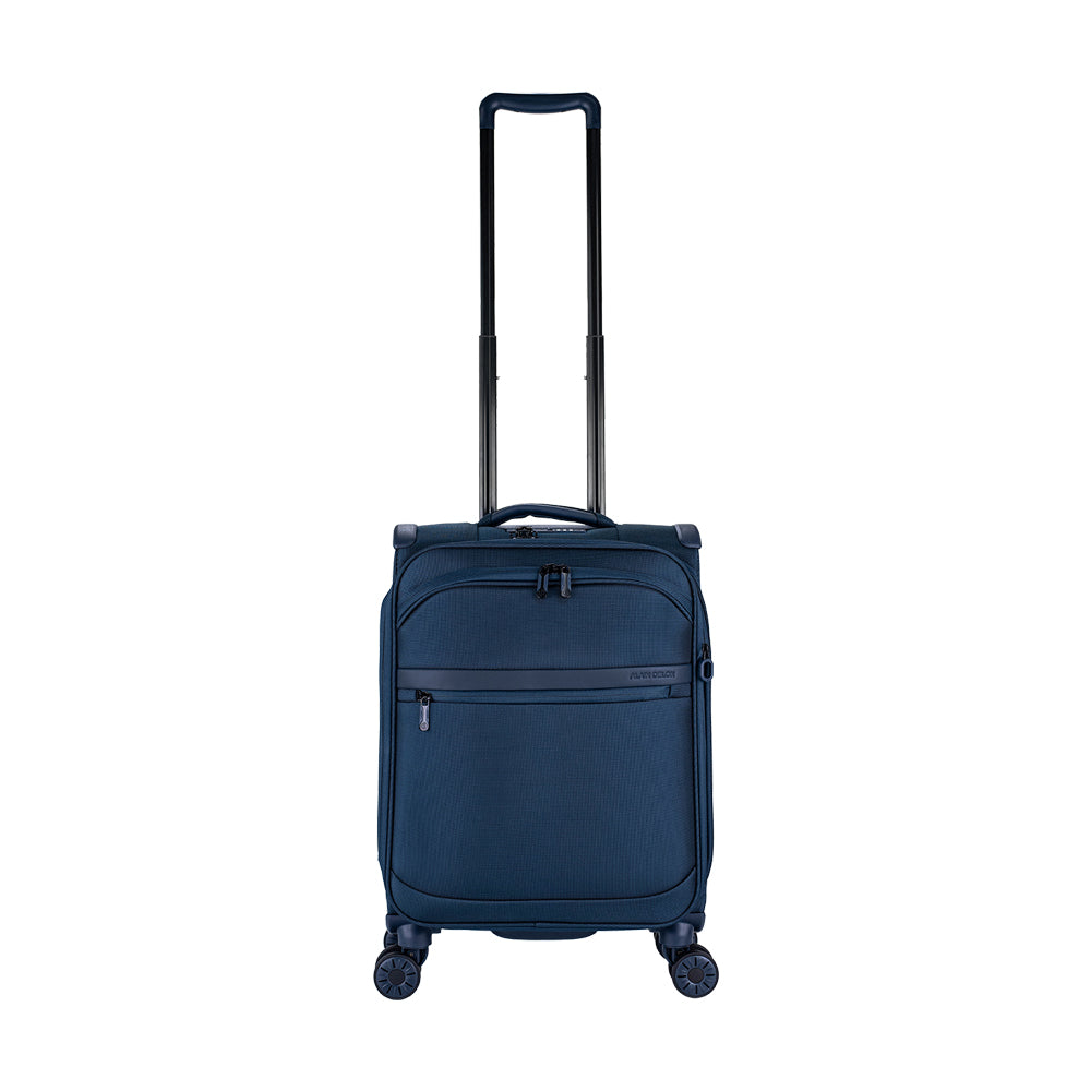ALAIN DELON AD-1201 19" Soft Case Spinner Luggage - Expandable, Anti-Theft Zipper, TSA Lock - Blue