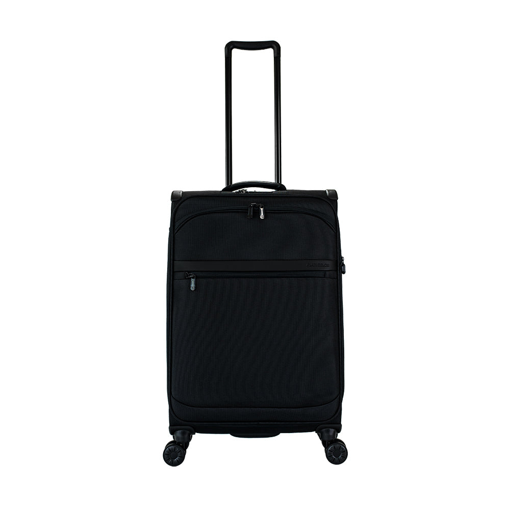 ALAIN DELON AD-1201 24" Soft Case Spinner Luggage - Expandable, Anti-Theft Zipper, TSA Lock - Black