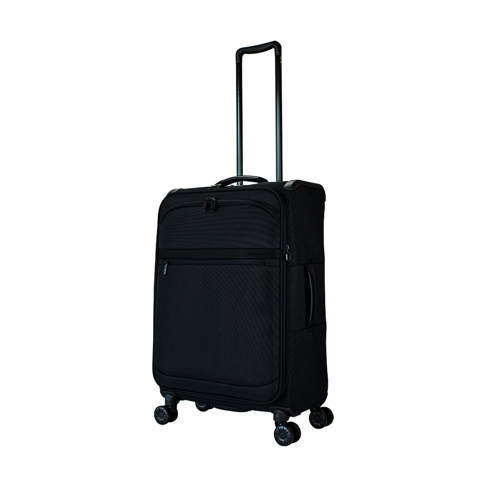 ALAIN DELON AD-1201 24" Soft Case Spinner Luggage - Expandable, Anti-Theft Zipper, TSA Lock - Black