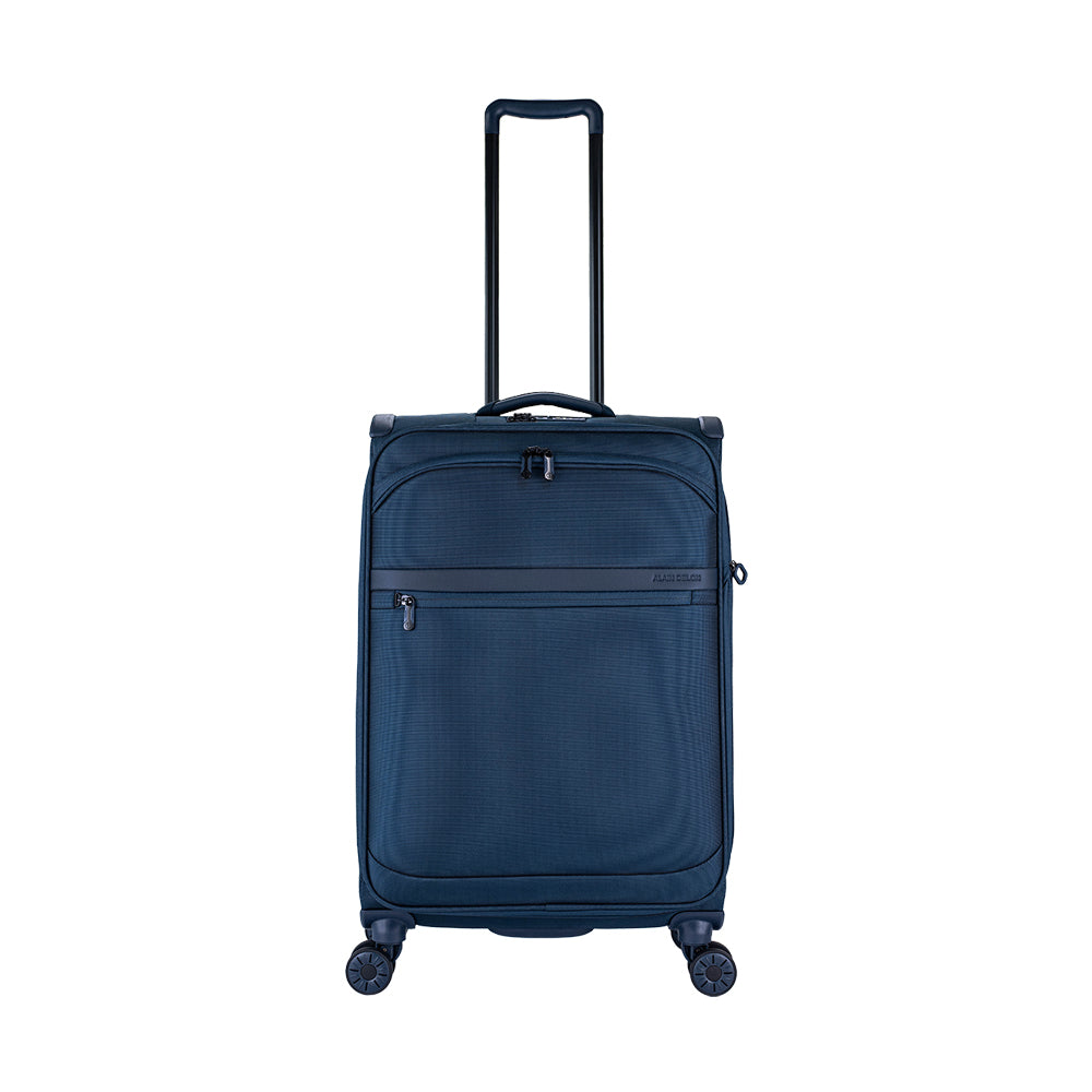 ALAIN DELON AD-1201 24" Soft Case Spinner Luggage - Expandable, Anti-Theft Zipper, TSA Lock - Blue