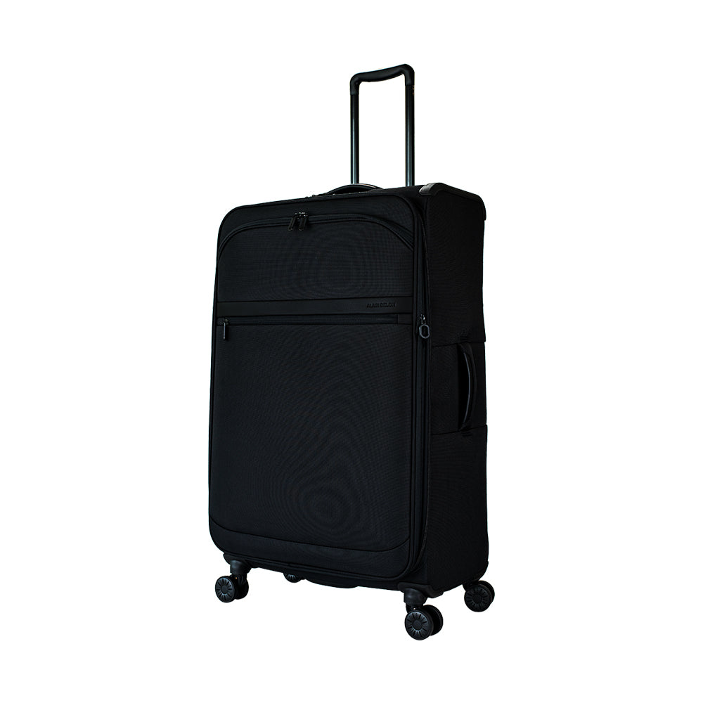 ALAIN DELON AD-1201 28" Soft Case Spinner Luggage - Expandable, Anti-Theft Zipper, TSA Lock - Black