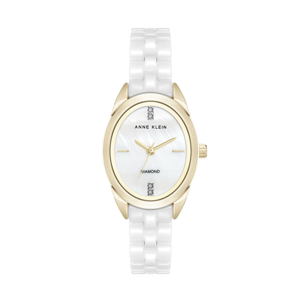 Anne Klein Gold Oval Case with Ceramic Bracelet 27mm