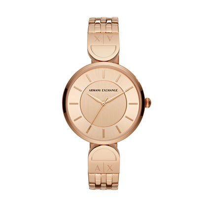 Armani Exchange Women Brooke Round Rose Gold