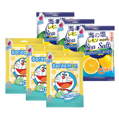[Bundle of 6 Special] Big Foot Candy - Doraemon Nice Altice Fresh / Sea Salt Lemon - 150g