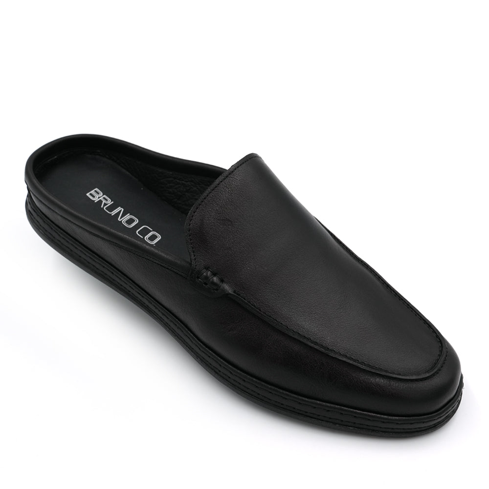 BRUNO CO. Stefano Men's Leather Mules Shoes - Black