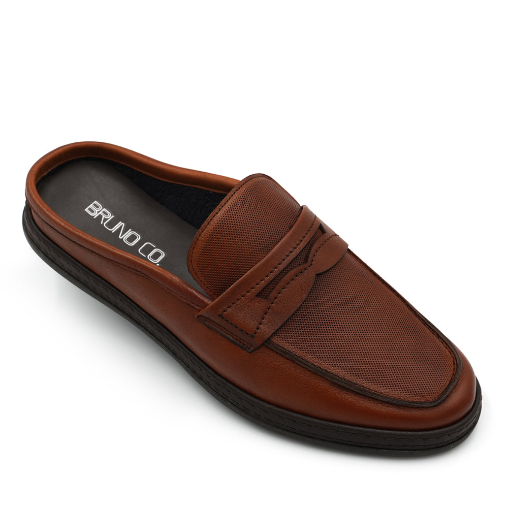 BRUNO CO. Todd Men's Leather Mules Shoes - Brown