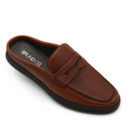 BRUNO CO. Todd Men's Leather Mules Shoes - Brown