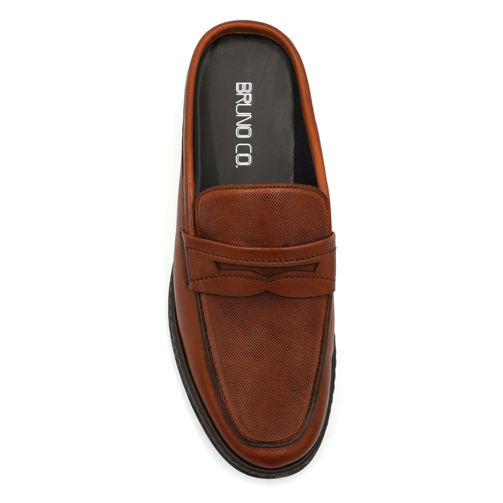 BRUNO CO. Todd Men's Leather Mules Shoes - Brown