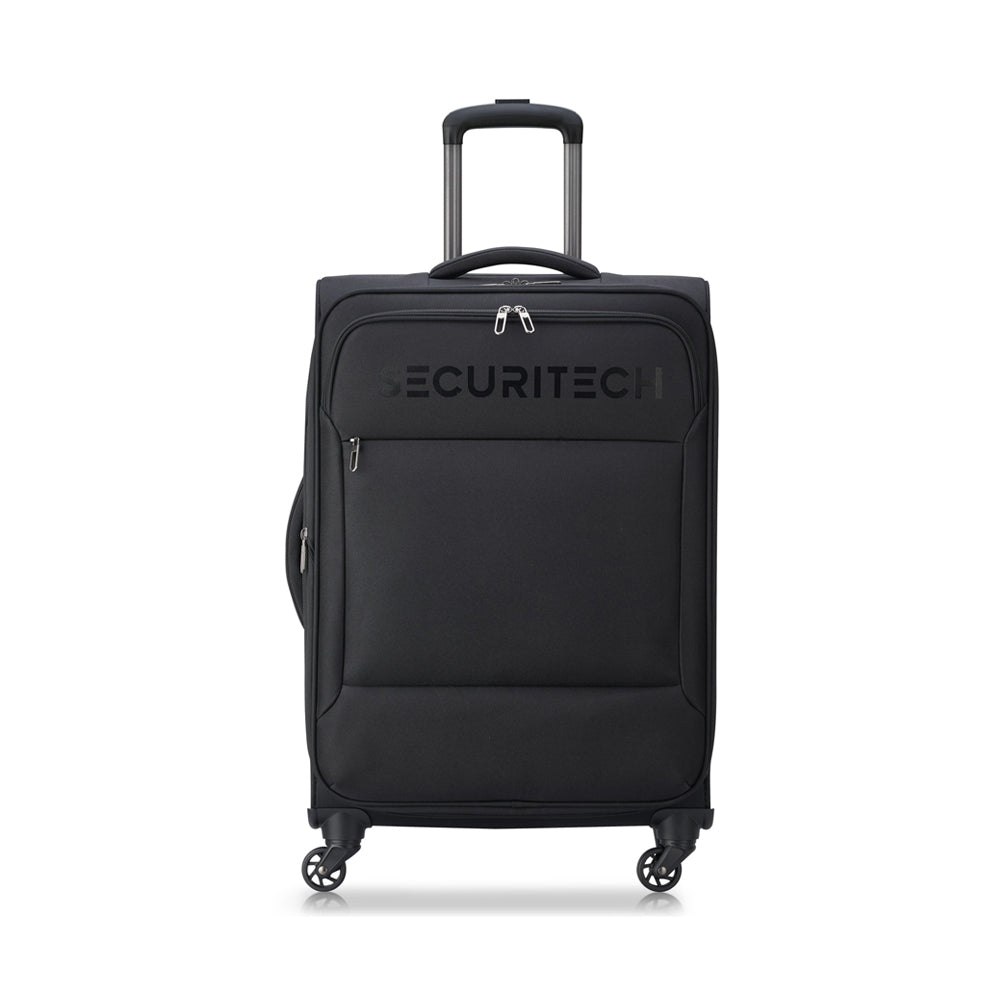 Delsey Paris Securitech Vanguard DY40038 66cm 4 Double Wheels Expandable Cabin Soft Trolley Case Luggage - Black
