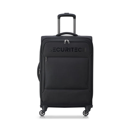 Delsey Paris Securitech Vanguard DY40038 66cm 4 Double Wheels Expandable Cabin Soft Trolley Case Luggage - Black