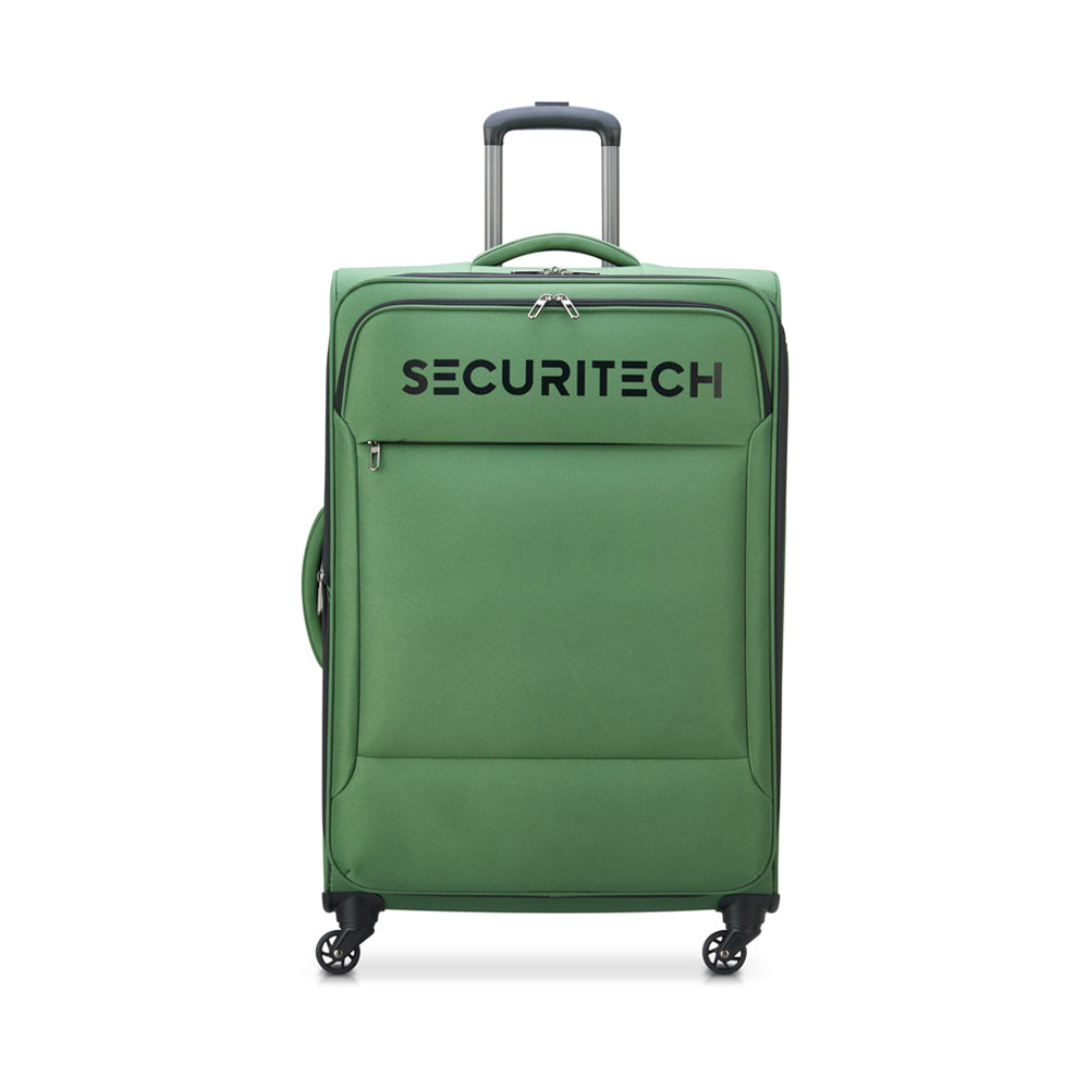 Delsey Paris Securitech Vanguard DY40038 66cm 4 Double Wheels Expandable Cabin Soft Trolley Case Luggage - Green