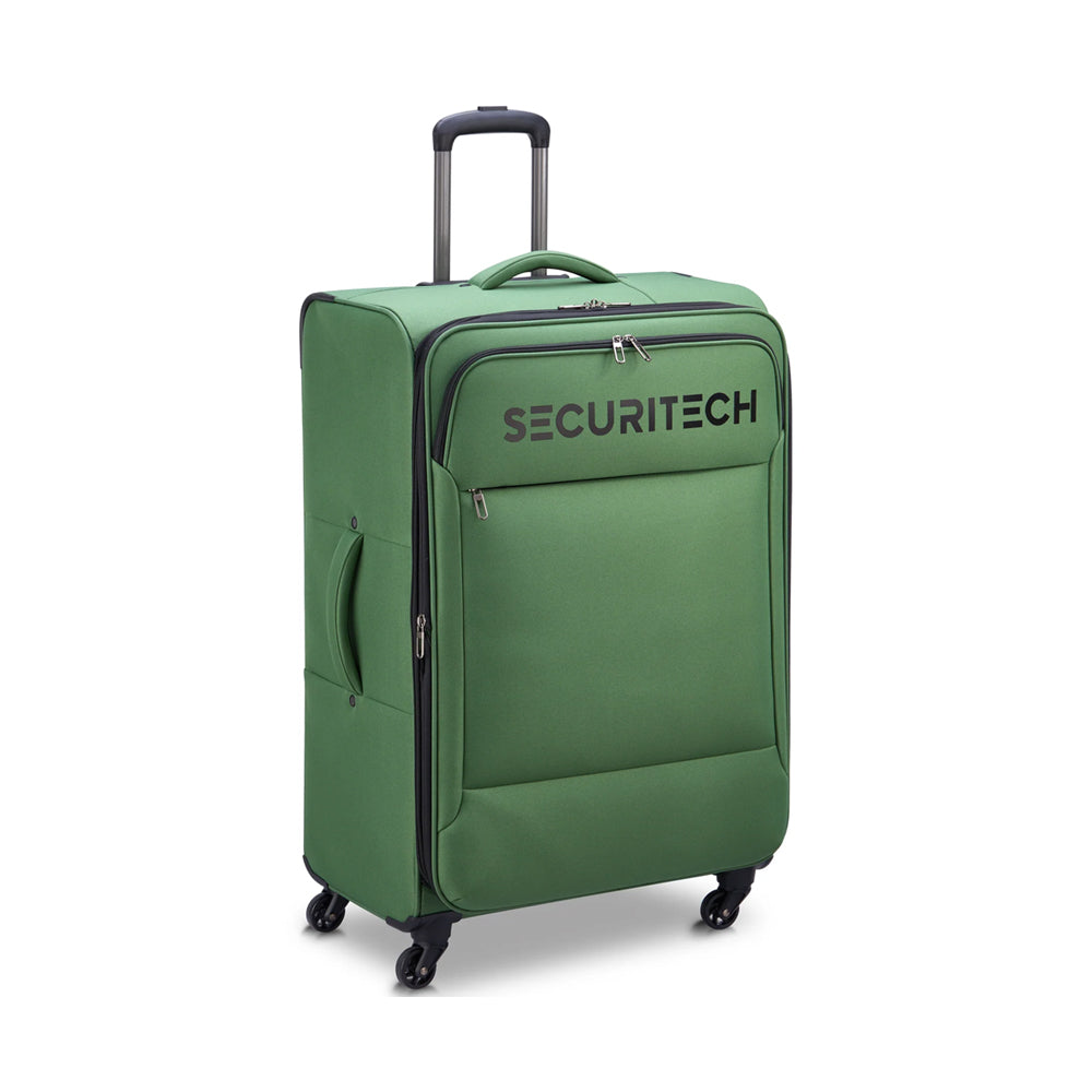 Delsey Paris Securitech Vanguard DY40038 66cm 4 Double Wheels Expandable Cabin Soft Trolley Case Luggage - Green