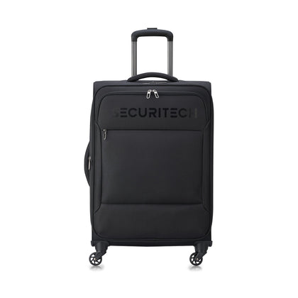 Delsey Paris Securitech Vanguard DY40038 76cm 4 Double Wheels Expandable Cabin Soft Trolley Case Luggage - Black