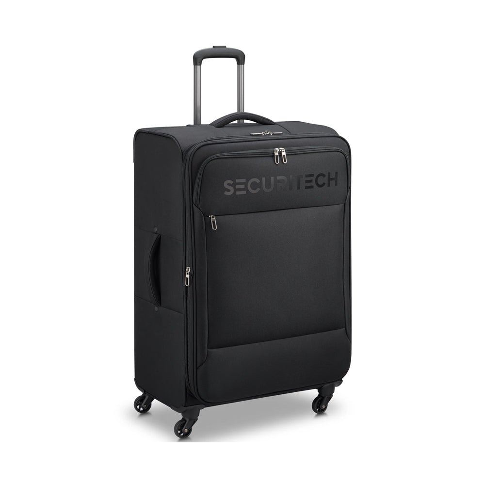 Delsey Paris Securitech Vanguard DY40038 76cm 4 Double Wheels Expandable Cabin Soft Trolley Case Luggage - Black
