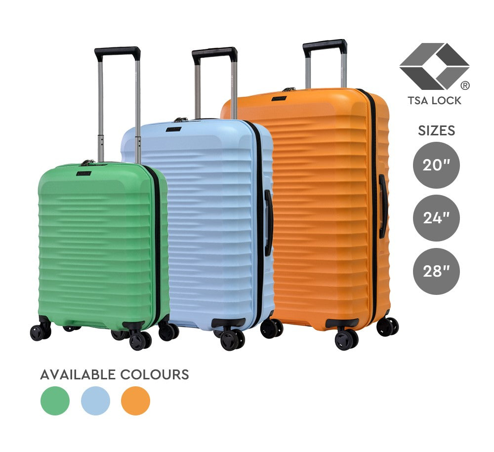 eminent EMI-KK66 24" Hard Case Spinner Luggage - Expandable TPO®, Anti-Theft Zipper, TSA Lock - Light Blue