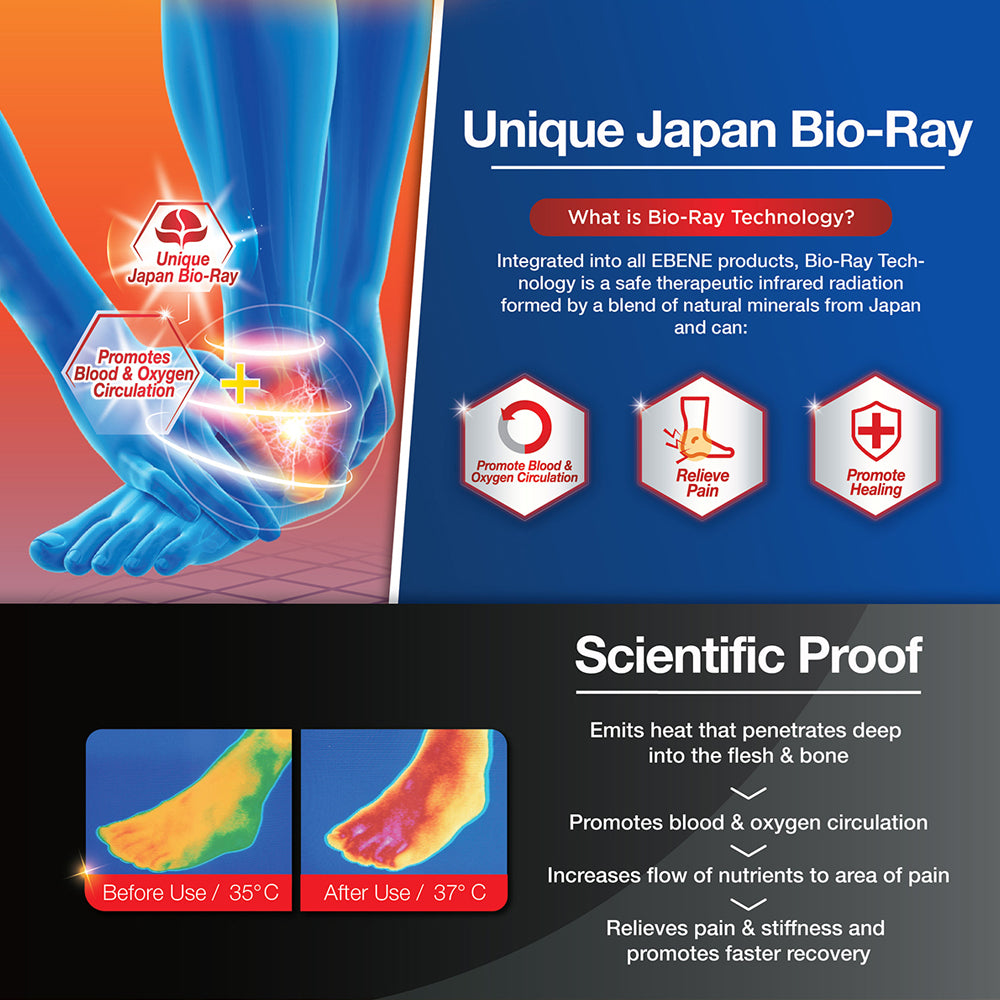 Ebene Bio-Ray Massage Therapy Socks - Black Free Size (Set of 3)