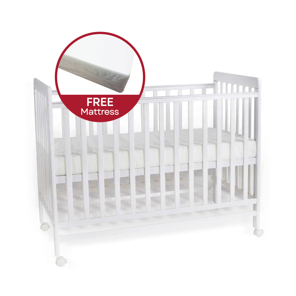 Happy Cot Happy Wonder 5-in-1 Convertible Baby Cot with Free