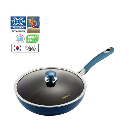 HAPPYCALL Classic Titanium IH 28cm Wok Pan+Lid