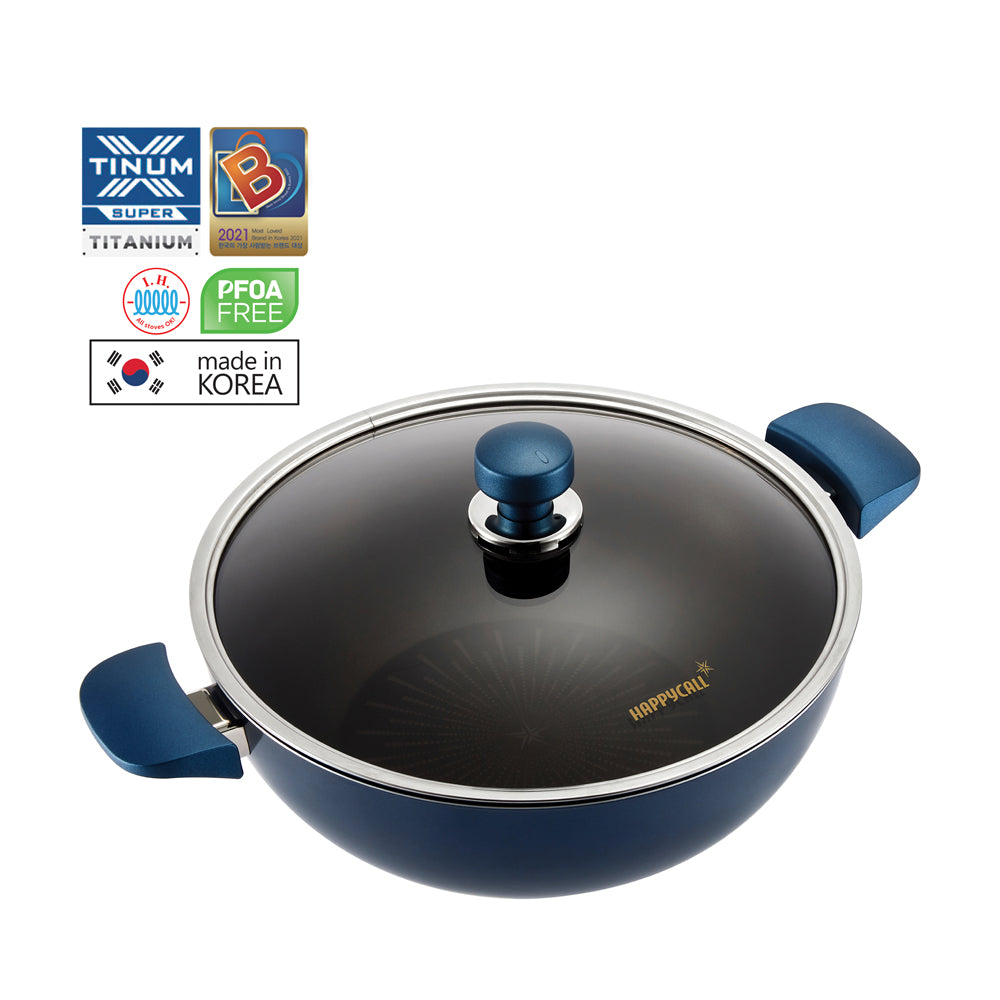 HAPPYCALL Classic Titanium IH 32cm Chef Wok+Lid (HEA-3900-0413)