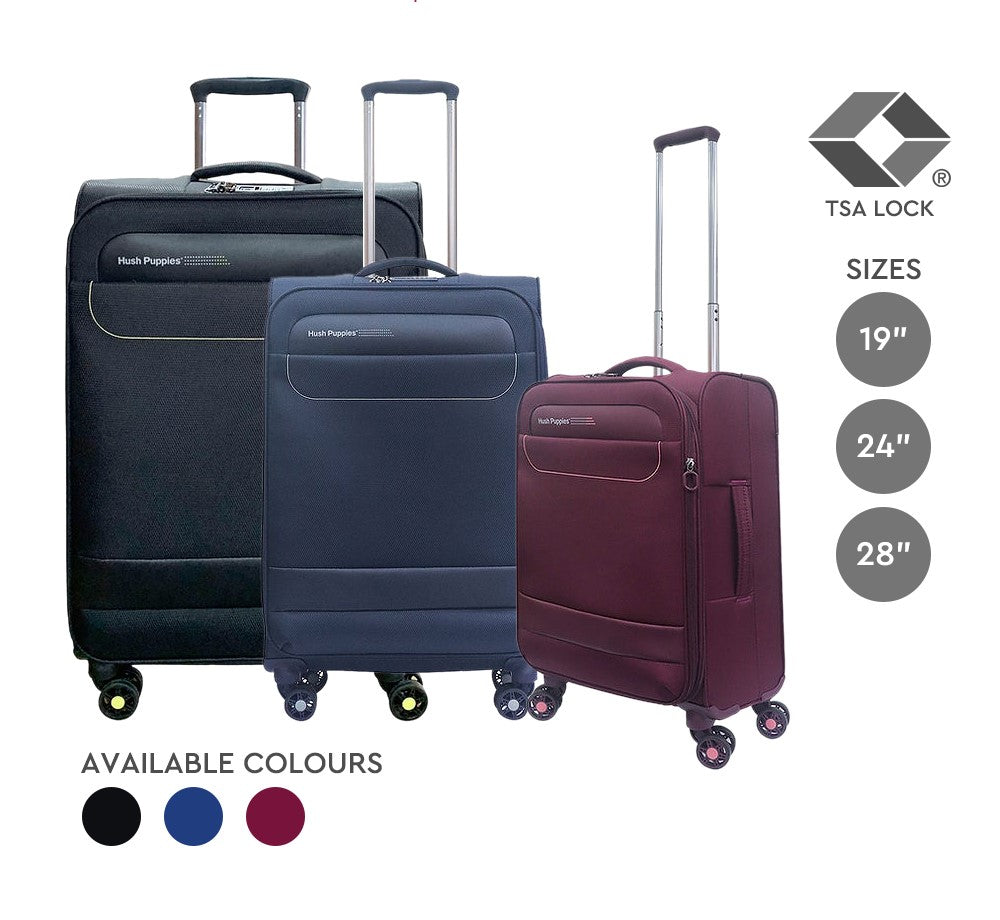 Hush Puppies HP69-3145 19" SUPER LIGHT Soft Case Spinner Luggage - Expandable, Anti-Theft Zipper, TSA Lock - Navy