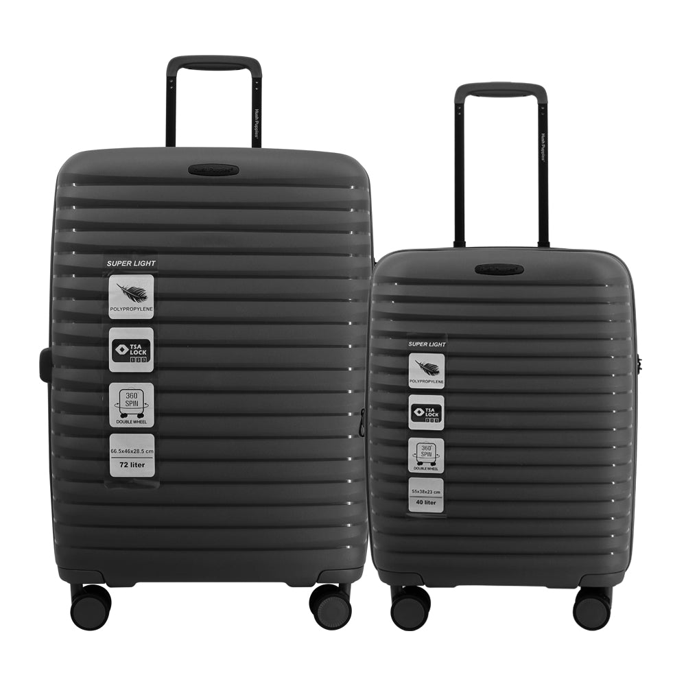 Hush Puppies HP69-4033 20"+24" Hard Case Spinner Luggage - Expandable, Anti-Theft Zipper, TSA Lock - Black