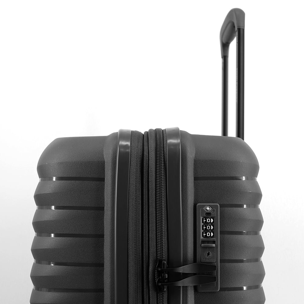 Hush Puppies HP69-4033 20"+24" Hard Case Spinner Luggage - Expandable, Anti-Theft Zipper, TSA Lock - Black