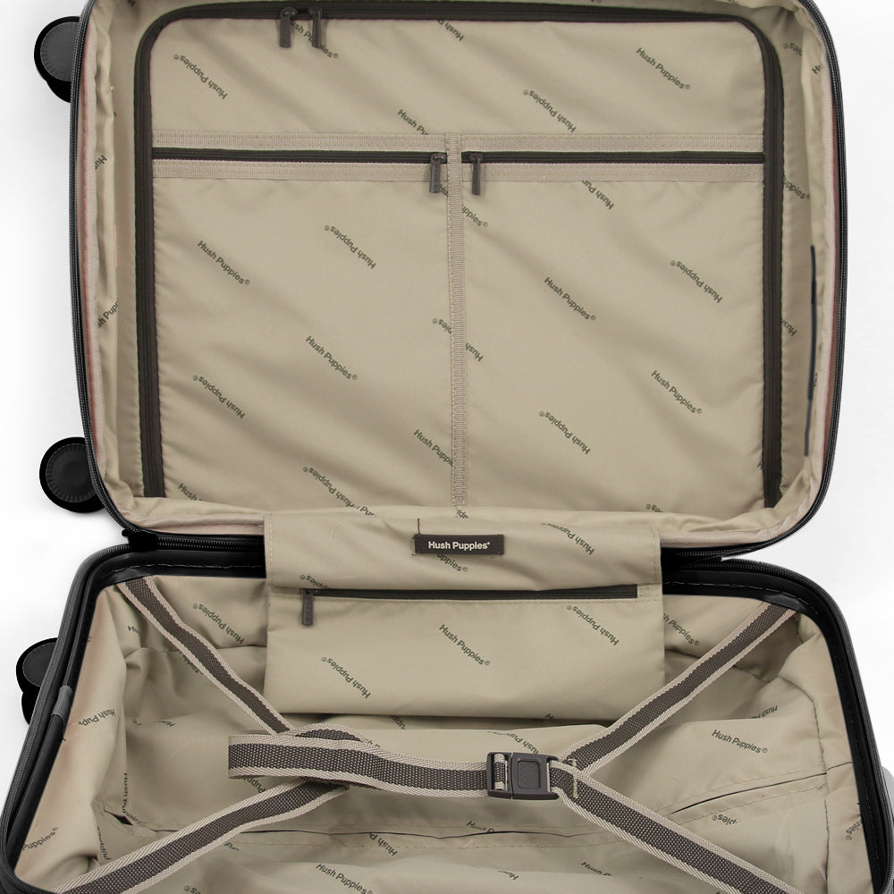 Hush Puppies HP69-4033 20"+24" Hard Case Spinner Luggage - Expandable, Anti-Theft Zipper, TSA Lock - Black
