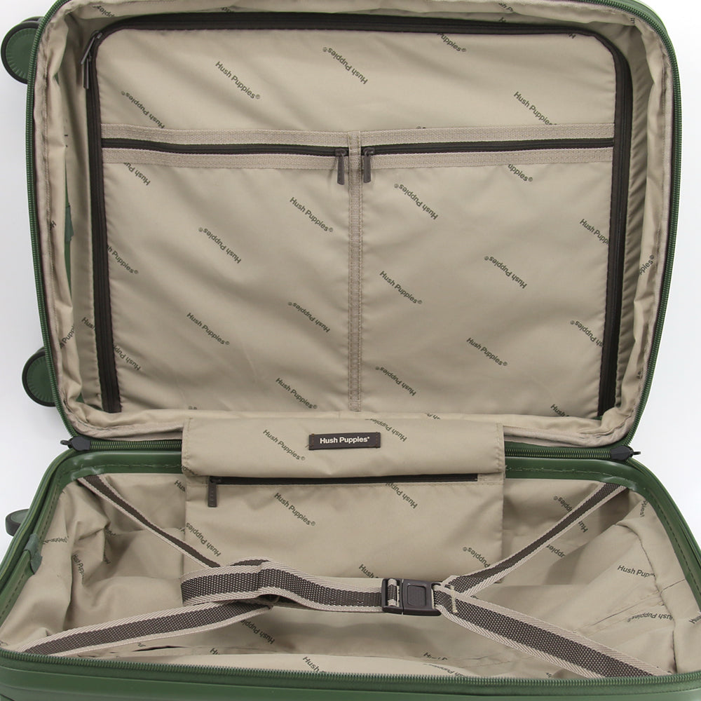 Hush Puppies HP69-4033 20"+24" Hard Case Spinner Luggage - Expandable, Anti-Theft Zipper, TSA Lock - Green