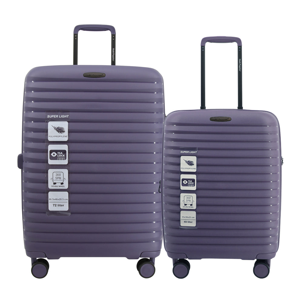 Hush Puppies HP69-4033 20"+24" Hard Case Spinner Luggage - Expandable, Anti-Theft Zipper, TSA Lock - Purple