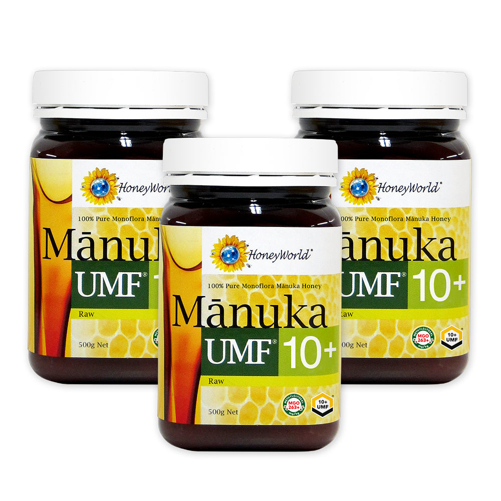 HoneyWorld Raw Manuka UMF 10+ 500g - Bundle of 3