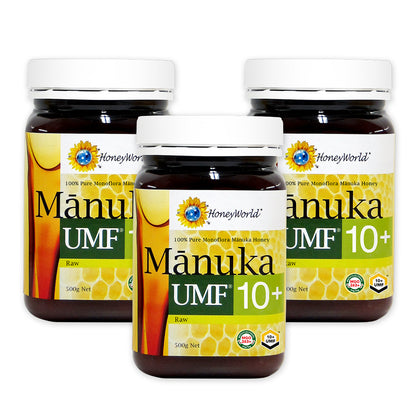 HoneyWorld Raw Manuka UMF 10+ 500g - Bundle of 3