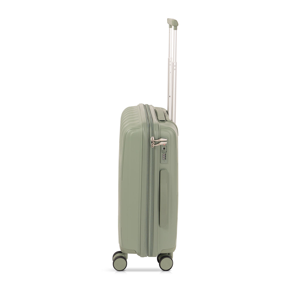 LASELLE FLEXLITE 20" 100% Polypropylene Double-Wheel Expandable Hard Case Spinner Luggage with Anti-Theft Zipper & TSA Lock - Jade