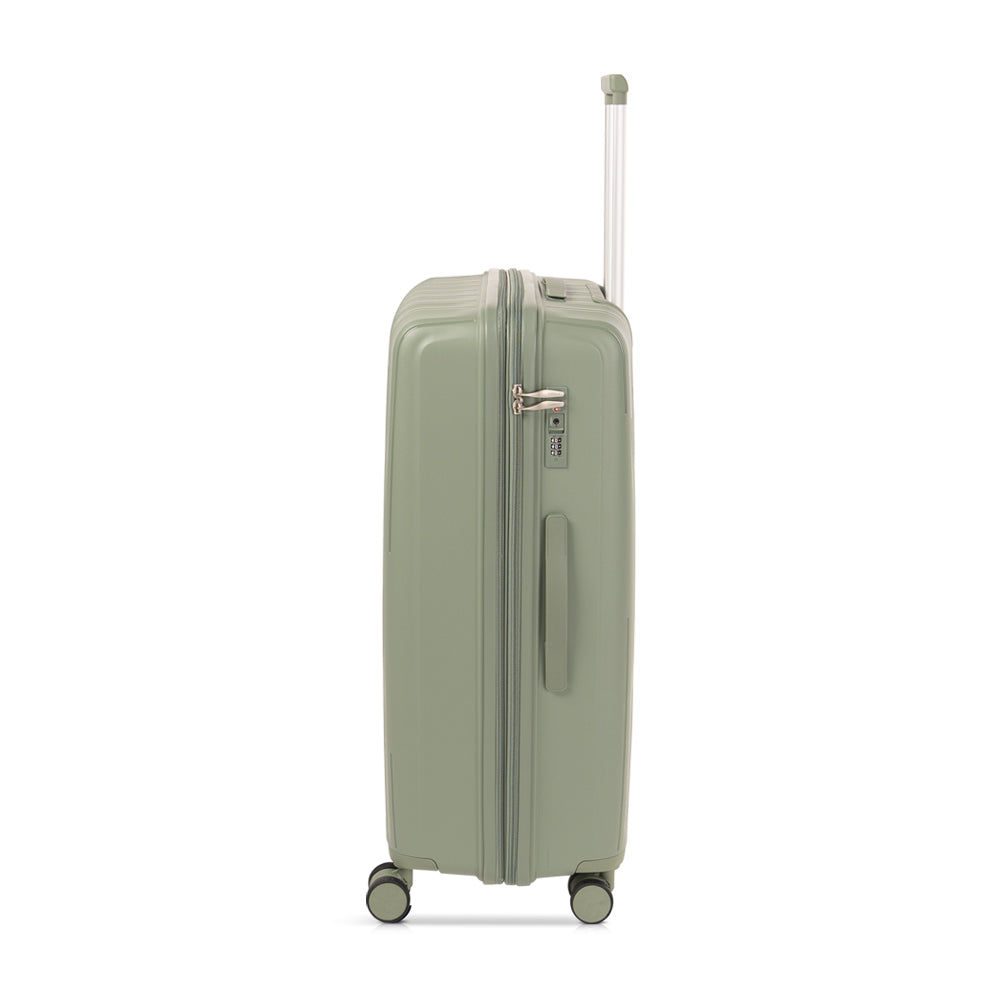 LASELLE FLEXLITE 24" 100% Polypropylene Double-Wheel Expandable Hard Case Spinner Luggage with Anti-Theft Zipper & TSA Lock - Jade