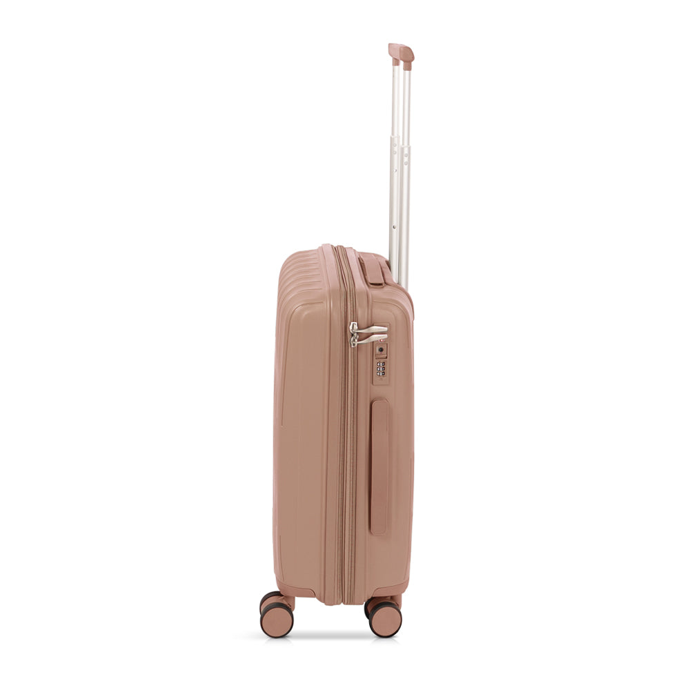 LASELLE FLEXLITE 20" 100% Polypropylene Double-Wheel Expandable Hard Case Spinner Luggage with Anti-Theft Zipper & TSA Lock - Rosewood