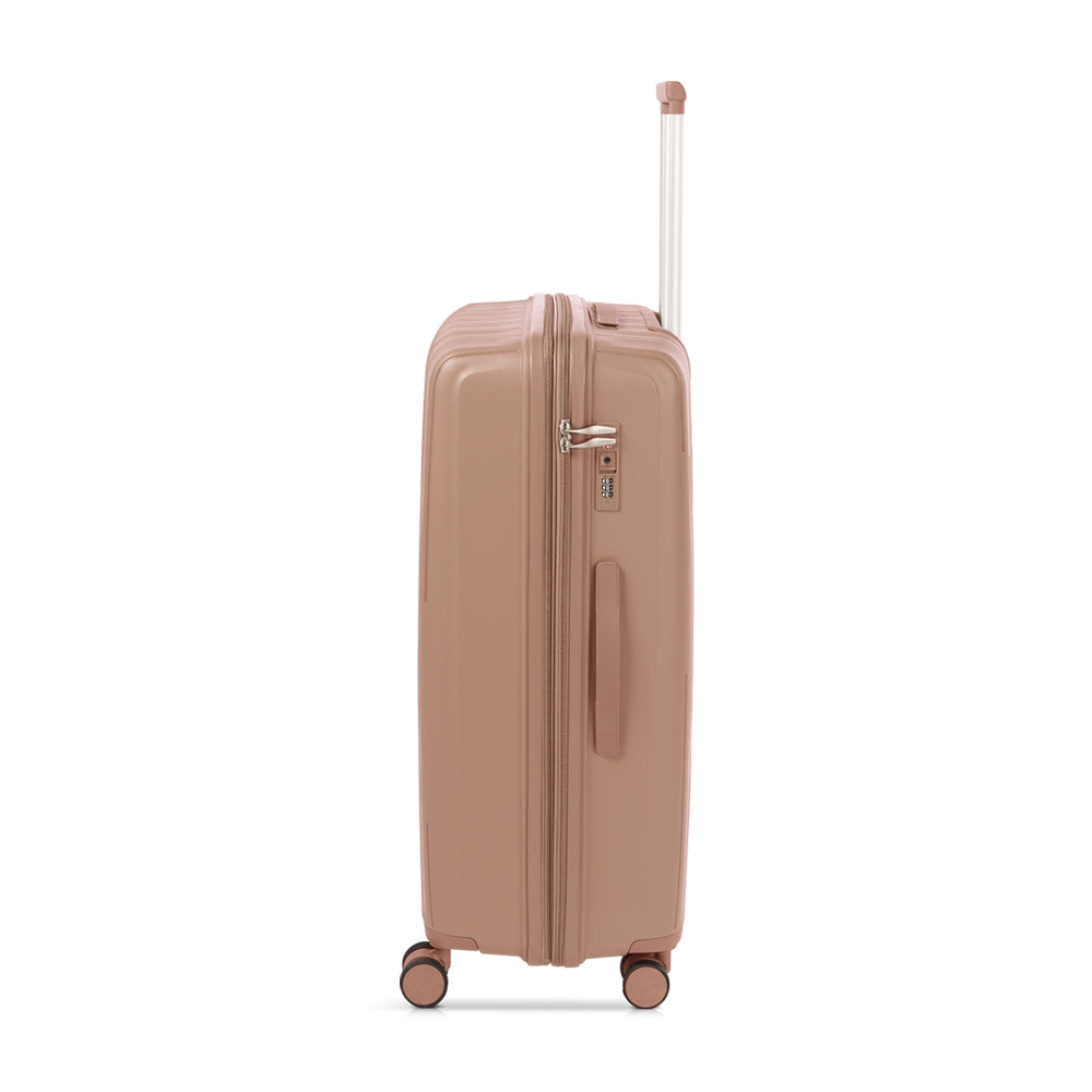 LASELLE FLEXLITE 24" 100% Polypropylene Double-Wheel Expandable Hard Case Spinner Luggage with Anti-Theft Zipper & TSA Lock - Rosewood