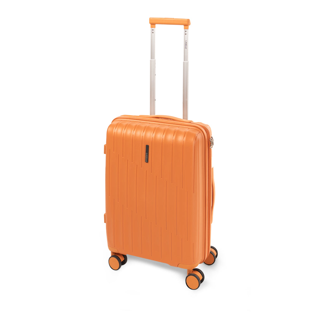LASELLE FLEXLITE 20" 100% Polypropylene Double-Wheel Expandable Hard Case Spinner Luggage with Anti-Theft Zipper & TSA Lock - Tangerine