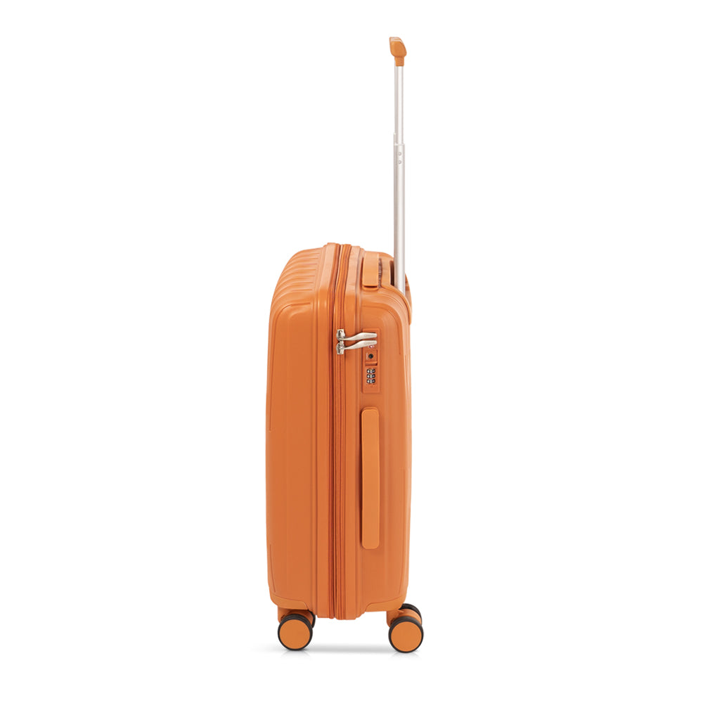 LASELLE FLEXLITE 20" 100% Polypropylene Double-Wheel Expandable Hard Case Spinner Luggage with Anti-Theft Zipper & TSA Lock - Tangerine